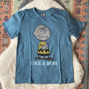Junk Food kids Charlie Brown graphic tee blue like a boss boys medium 8